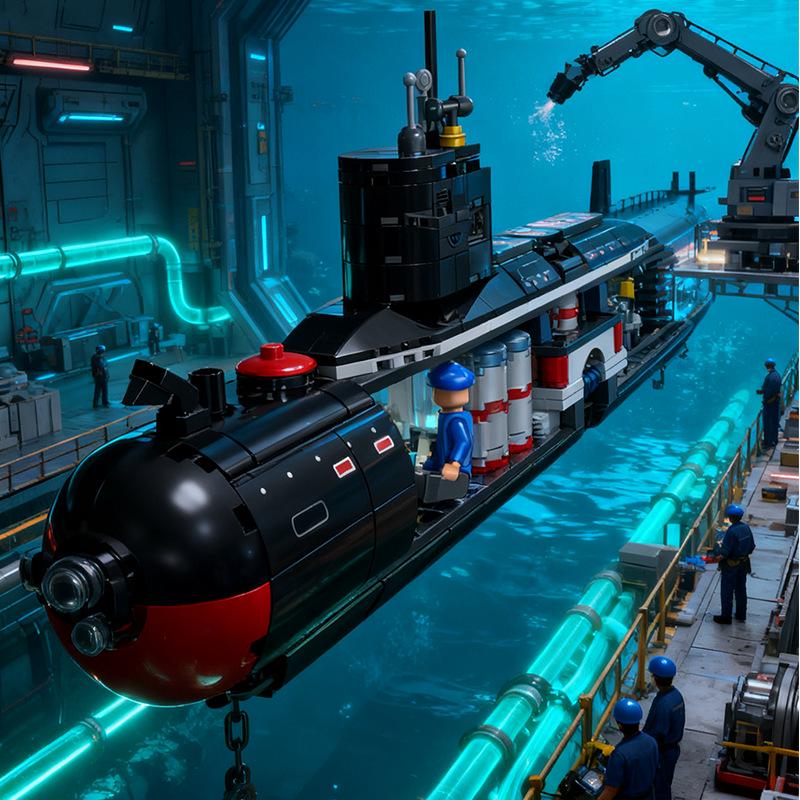 Nuclear Submarine Compatible Building Blocks Playset for Kids