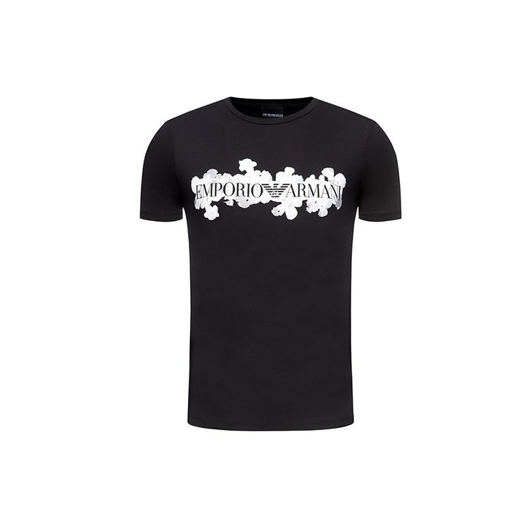 Emporio Armani Letterprint Ronde Hals Casual Rechte Pasvorm Korte Mouwen T-shirt Heren tops Zwart 3H1T6S-1JQ4Z-0999 S