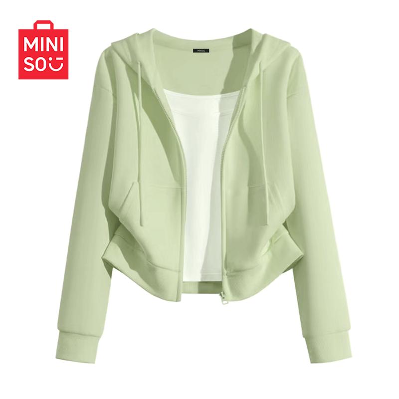 MINISO Women's 2026 Spring Hooded Cardigan Sweatshirt