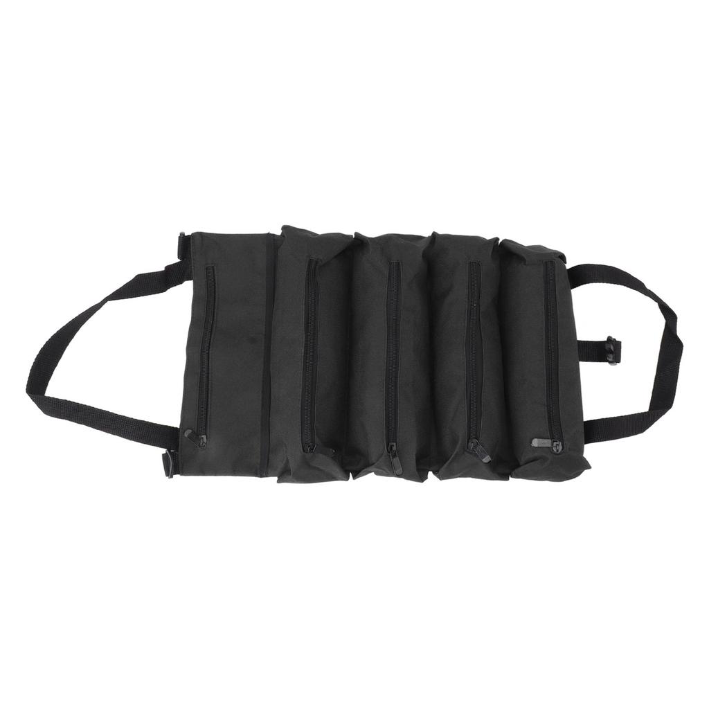 Roll Up Tool Bag 5 Zipper Pockets Portable Oxford Cloth Electricians Tool Bag for Carpenter Plumber