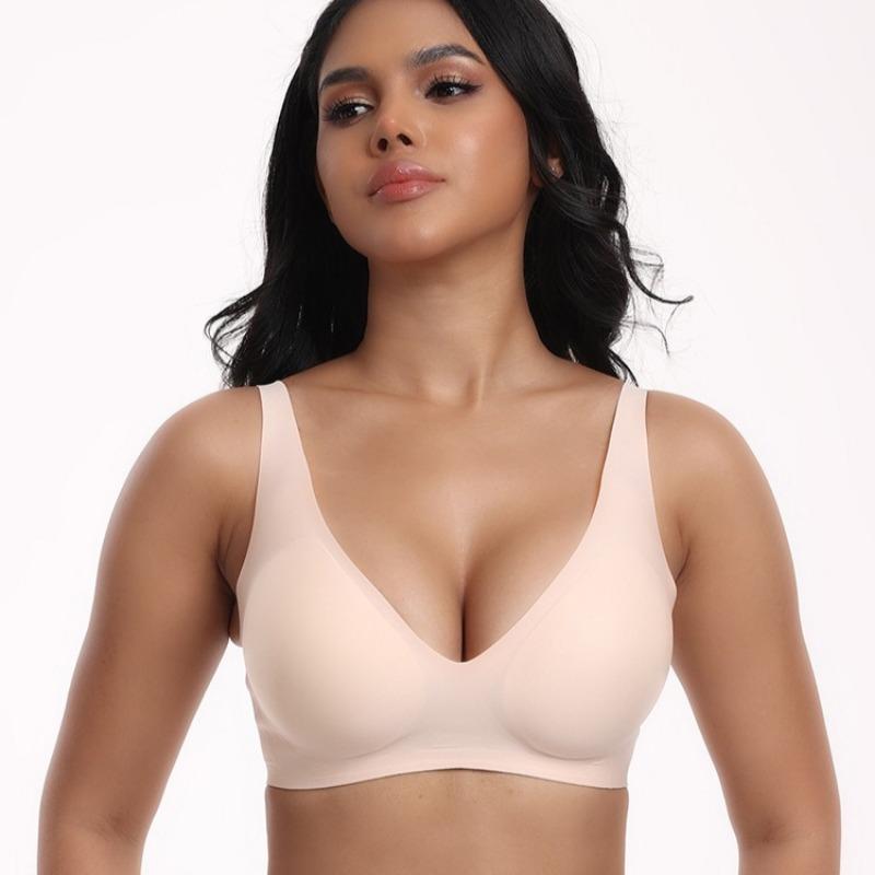 Seamless Jelly Underwear Deep V Thin Soft Support Comfortable Feeling Large Chest Small U Back Sexy Bra