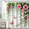 1Pcs Shiny Butterfly Flower Waterproof Shower Curtain Modern Polyester Bathroom Partition 12 Hooks