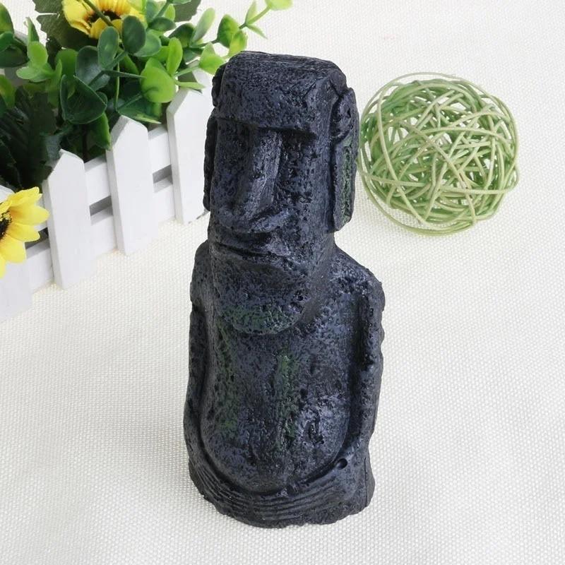 Antique Roman Portrait Aquarium Accessories Decoration Reptile Decoration Easter Island Stone Statue Resin Landscaping Crafts