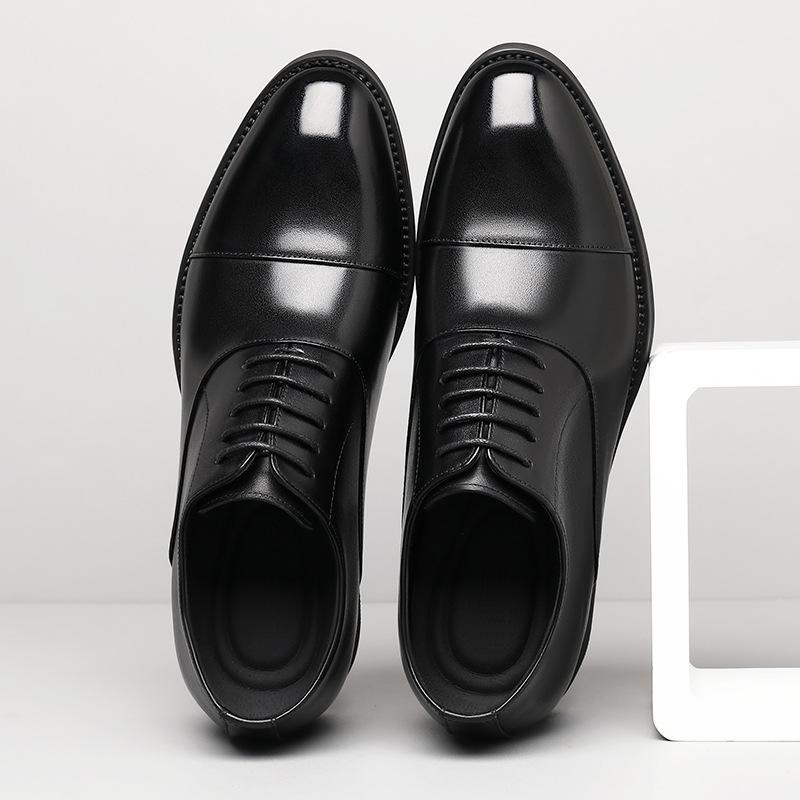 2025 New Inner Height Increase 8cm Leather Shoes Men's Three Joints Business Wear Derby Shoes Leather Pointed Casual Wedding Shoes Men