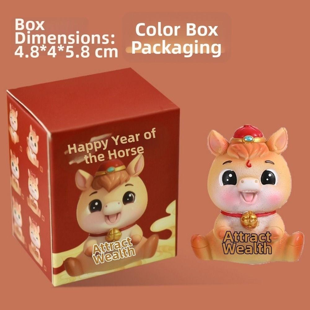 Resin Head-shaking Horse Figurine Cartoon Horse Wealth Lucky Charm Creative Desktop Ornament  Gift