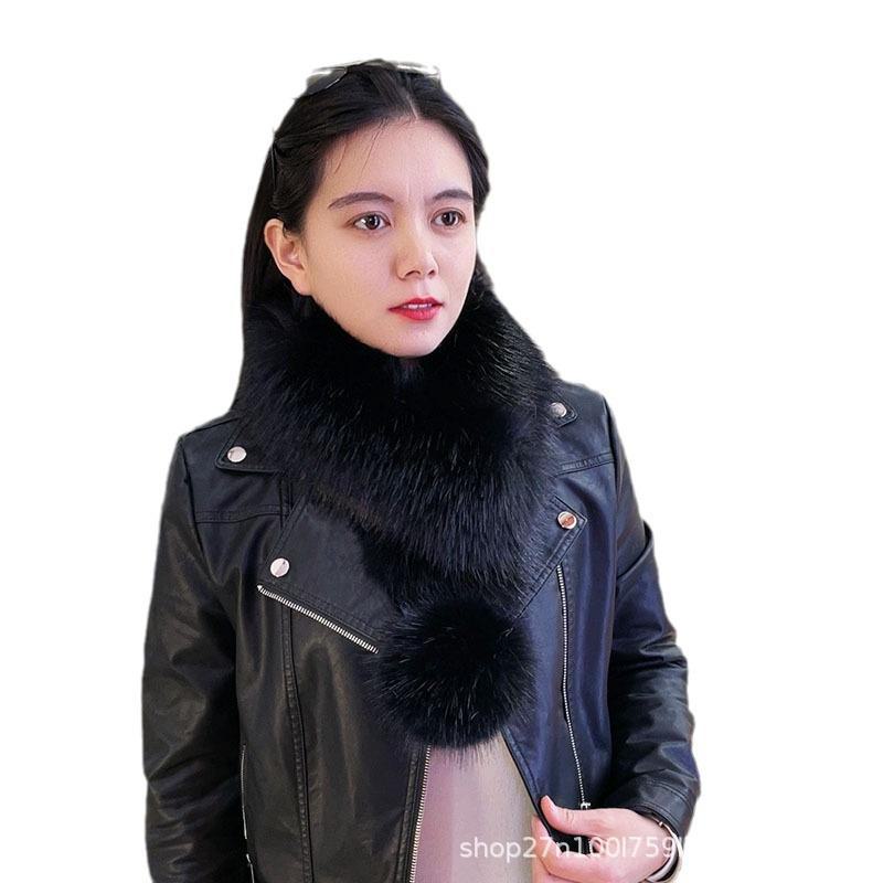 Women's Double-Sided Faux Fox Fur Scarf – Thick, Warm, and Versatile for Winter