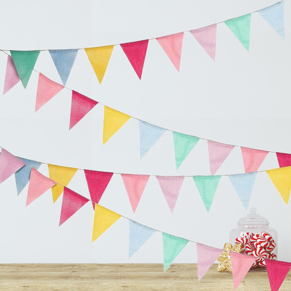 Colorful DIY Triangle Flag Bunting for Christmas, Wedding, Birthday, Party Decoration