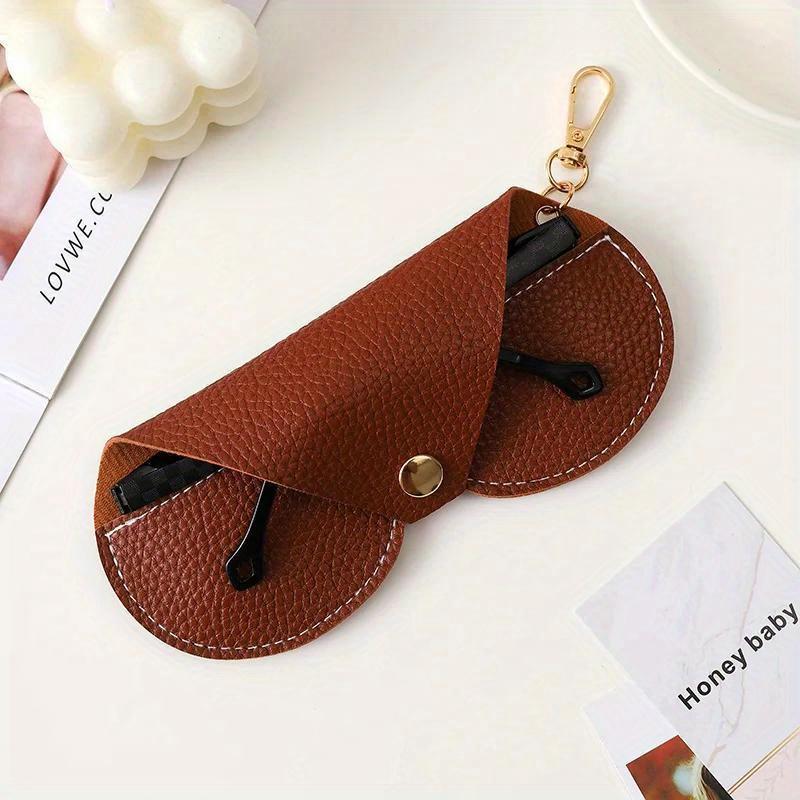 

Симпатичные подвесные солнцезащитные очки из искусственной кожи, сумка для хранения очков для чтения, чехол для очков с тиснением личи, портативный держатель для очков для путешествий коричневый