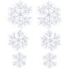 6Pcs Winter Brushed Snowflakes Christmas Tree Hanging Snowflake Plastic Artificial Snowflake Ornament for Xmas New Year Decor
