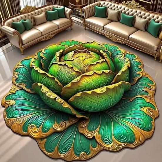 3D Visual Flower Rug Irregular Floral Area Rug Absorbent Anti-Slip Floor Mat Washable Bedroom Rug for Kitchen Bathroom Entryway Patio