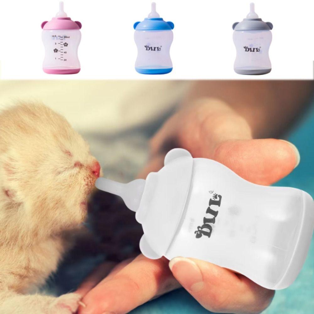 Bite Resistance Cat Nursing Milk Bottle Anti Choking Cat Milk Feeder  For Kitten Puppy Rabbits