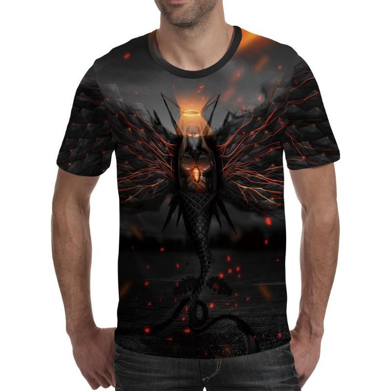 Men T Shirt Spirit Anime 3D Fluorescent Angel Print T Shirt Unisex-Adult Hipster 3D T Shirts