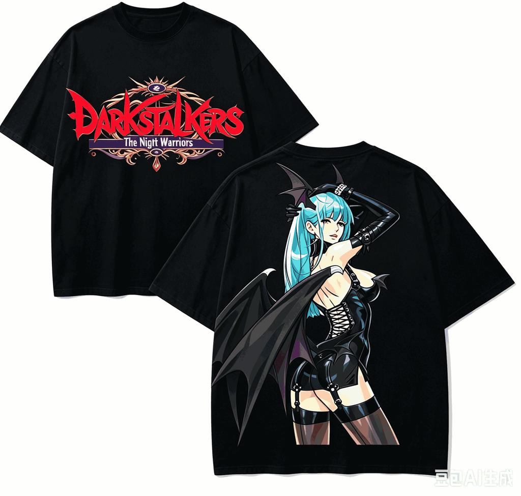 Darkstalkers Anime Lover T-shirt Harajuku Cotton New Model High Street Oversized Unisex Short Couples Streetwear Trendy Soft Tee