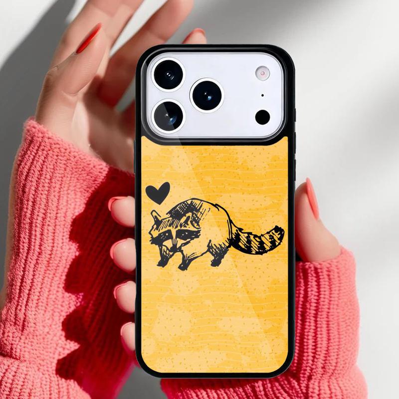 Raccoon Art Phone Case for iPhone 17 Air 16e 15 14 13 Pro Max Back Cover for 12 11 Pro Coque