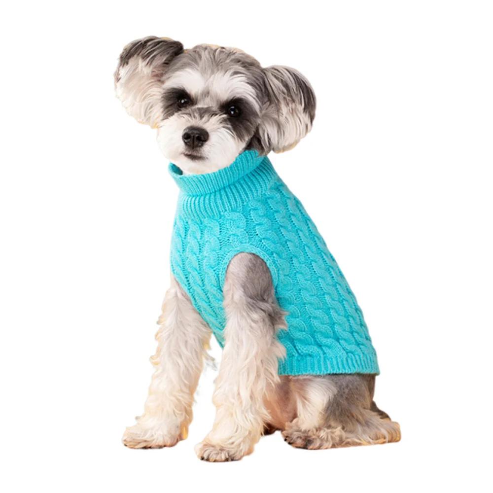 Maglione Caldo Invernale a Maglia Unita per Cucciolo di Chihuahua Maglione a Girocollo Abbigliamento per Animali Domestici per Cani Piccoli Yorkshire Schnauzer Costume Per Cani