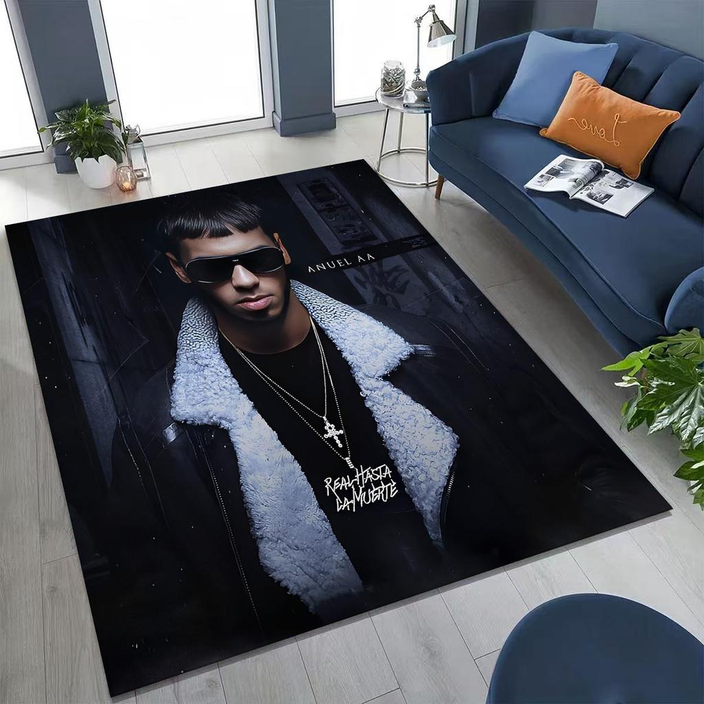 Anuel AA  Hip Hop Rapper Singer Rug for Bedroom Living Room Sofa Home Doormat Decor, Large Kids Play Non-slip Floor Mat Gift