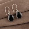 Black Onyx Gemstone Silver Statement Earrings 1.5", 925 Sterling Silver Handcrafted Jewelry For Her AEE-2-19