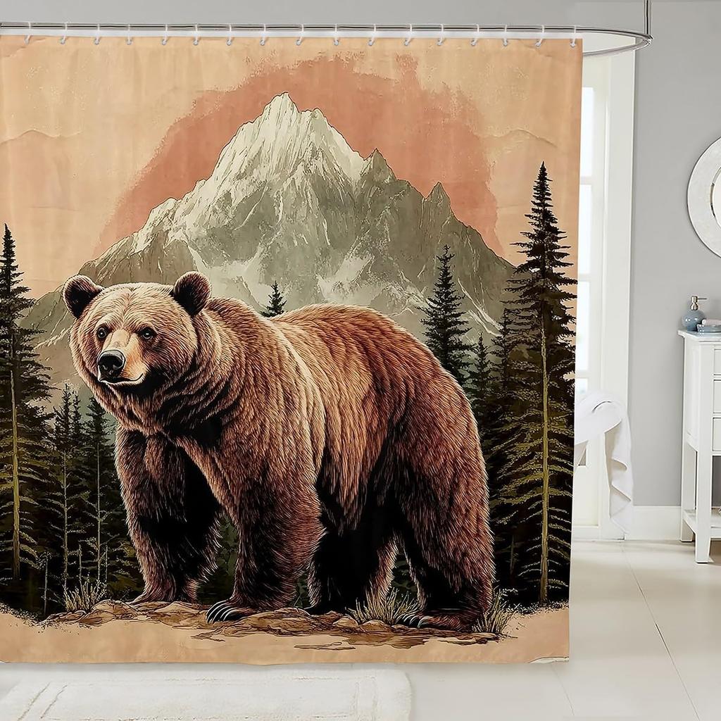 Kids Cute Capybara Shower Curtain for Bathroom Decor Japanese Cherry Blossoms Flowers Bath Curtain for Boys Girls Teens Cartoon