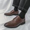 Trend Designer New Men's Pointed  Patchwork Brogues Casual Derby Shoes Male Wedding Dress Homecoming Formal Wedding Footwear