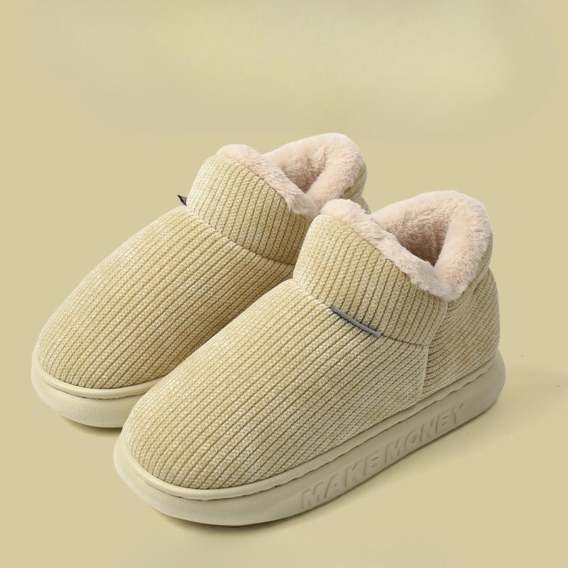 New Plush Thick-soled Slippers for Women's Home Use, Including Heel Shoes and Cotton Shoes