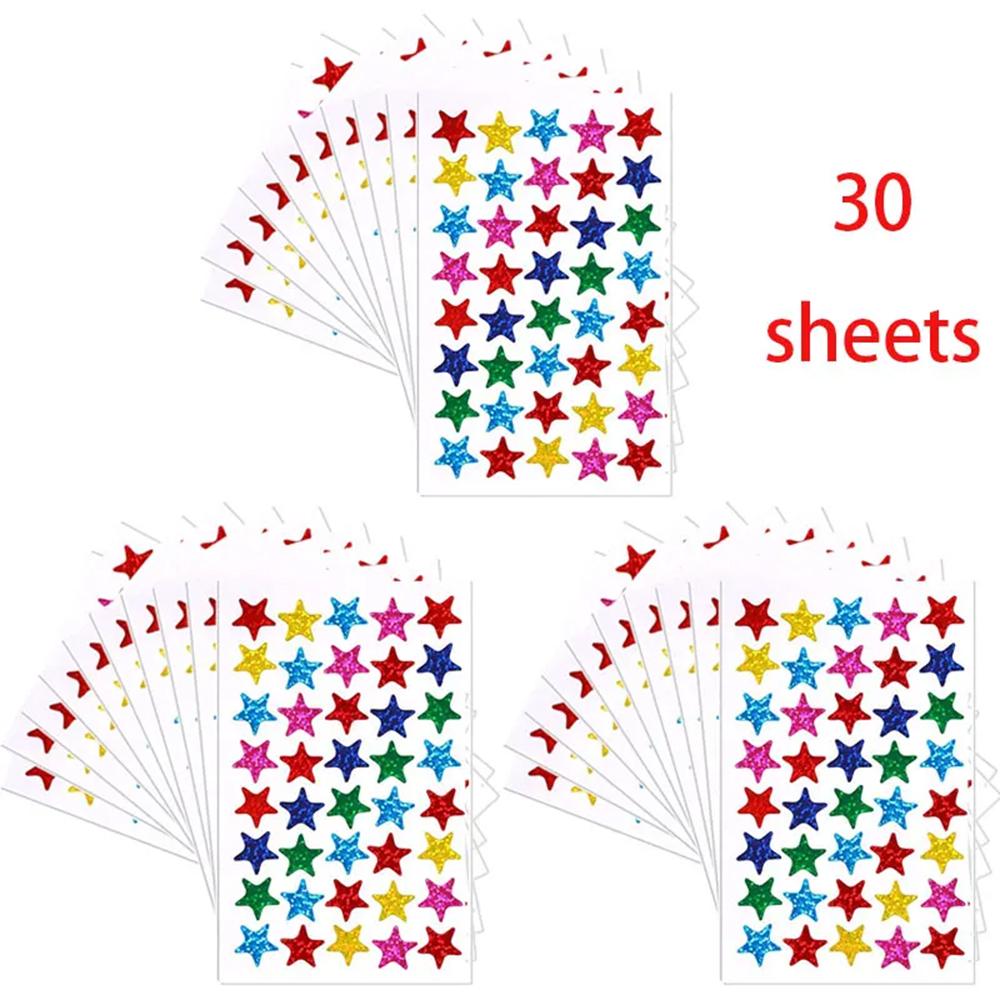Reward Stickers for Children Colorful  Star Heart  Behavior Chart Scrapbook Sticker Student Teacher Supplies Gift Decoration