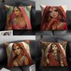 Indian Dancer Hot Cushion Cover Natural Linen Organic Fabric Double-Sided Printing Sofa Home Decor Gift Pillow Case