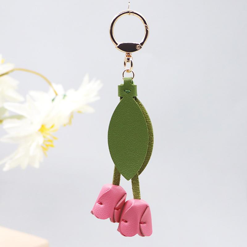 1PC Bag Pendants Fashion Floral Shape Clothing Accessories Keychains Bag Charms Tulip Shape High-End Multicolor