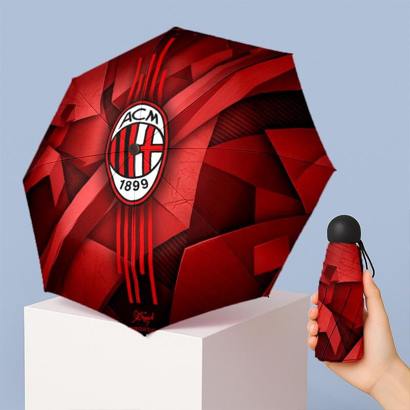AC Milan Pattern Printed Mini 5 Folds 8 Ribs Compact Umbrella Windproof Waterproof Lightweight Portable Folding
