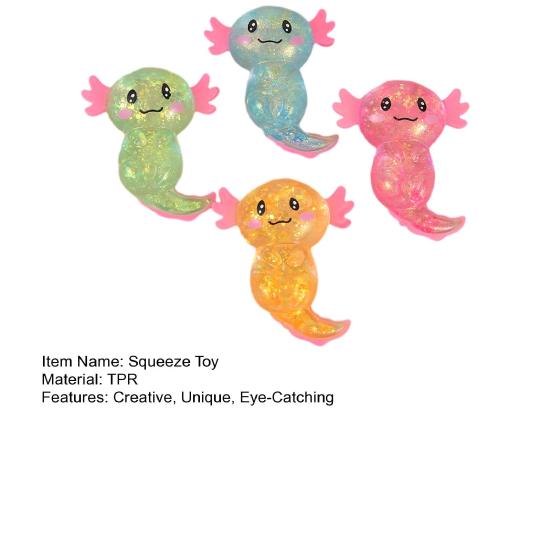 Glitzernder Axolotl Langsam Aufgehendes Knetspielzeug Weiches TPR Fidget zur Stressbewältigung Niedliches Salamanderförmiges Dekompressions-Gadget für Kinder Erwachsene