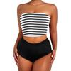 New European and American Bikini Split Tube Top High Waist Two-piece Swimsuit