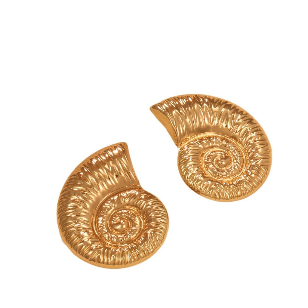 Europe and the United States Hot-selling Earrings, Personality Trend Exaggerated Spiral Conch Earrings, Creative Party Style Earrings Women