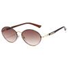 Vintage Metal Rim Gradient Shades Women's Original Brand Design Sunglasses Multi Color Lens Chic Driving Sun Glasses