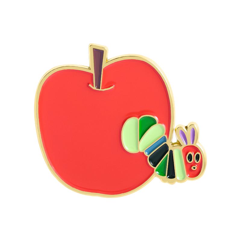 Apple Borer Enamel Pins Custom Caterpillar Turns Into Butterfly Brooches Lapel Badges Clothes Funny Jewelry Gift for Friends