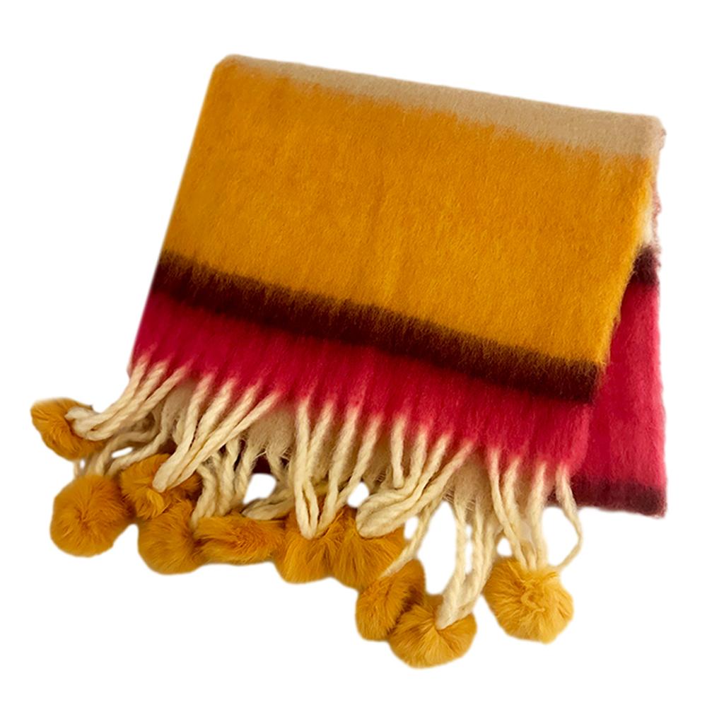 Tassels Rainbow Scarf Warm Shawl Cashmere Like Long Scarf Girls Winter Shawl Neck Wrap Scarf Cold Weather Neck Scarves