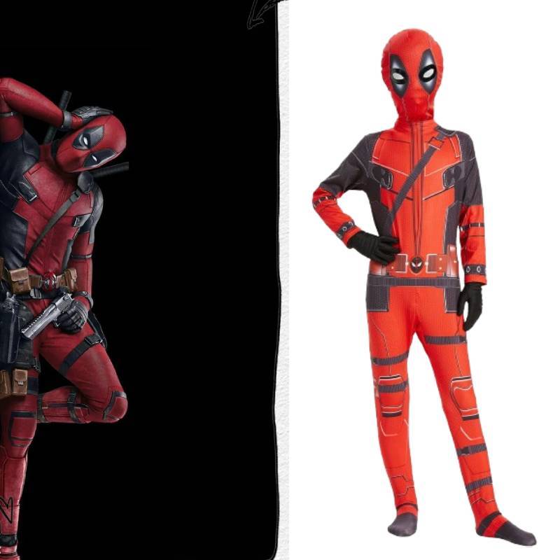 Deadpool Cosplay Jumpsuit With Polyester Spandex For Kids Halloween Party