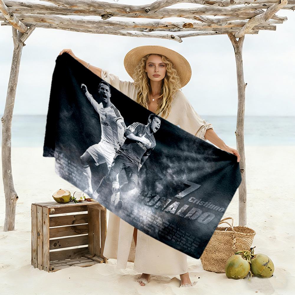 Cristiano Ronaldo Scores Goal Beach Towel Quick-Dry Soft Microfiber Comfortable Lightweight