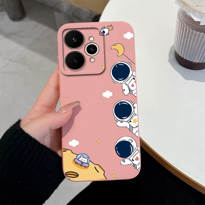 For Realme 15 C71 C73 C33 C35 Note 70 70T C21Y C25s 15T 15X Phone Covers Cute Moon Astronaut Patterns Liquid Silicone Dustproof Shell For Realme Cases