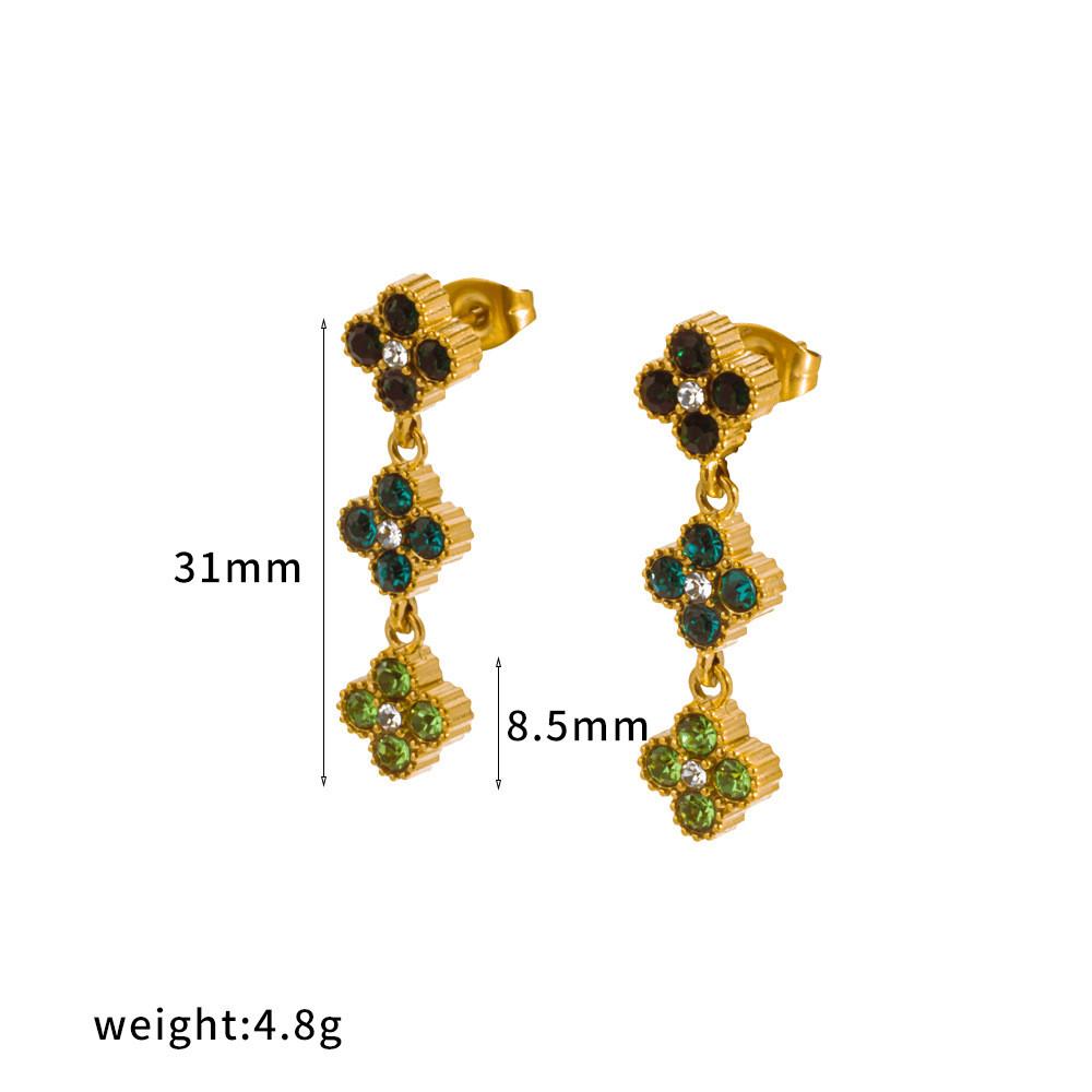 Four Leaf Clover Necklace And Bracelet Set With Zirconia And Stainless Steel For Elegant Casual Wear