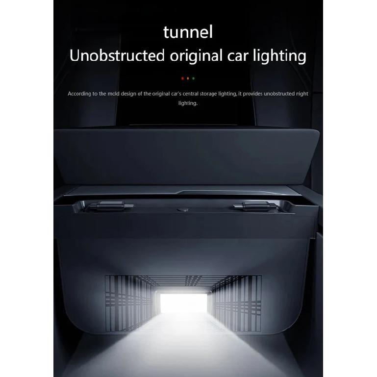 For Tesla Model Y Juniper Fast Charging USB Docing Station with Rainbow Light for Model 3 Highland Retractable Ambient Lighting