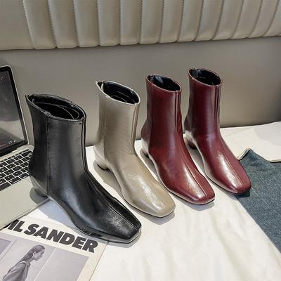 Retro NEW 2025 Autumn Winter  Boots Women's Simple Square Head Thi Heel High Heel Ort Boots Ele Ort Boot