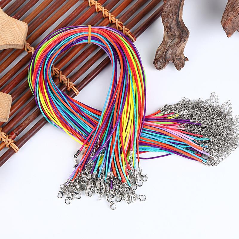 Waxed Leather Cord DIY Jewelry Shiny Thread String Strap Chain With Clasp Necklace Rope Jewelry Making Supplies Wholesale