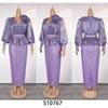 Elegant Plus Size African Womens Evening Dress Long Sleeve Deep V Neck Sequin Trimmed Fit-and-Flare Gown Party