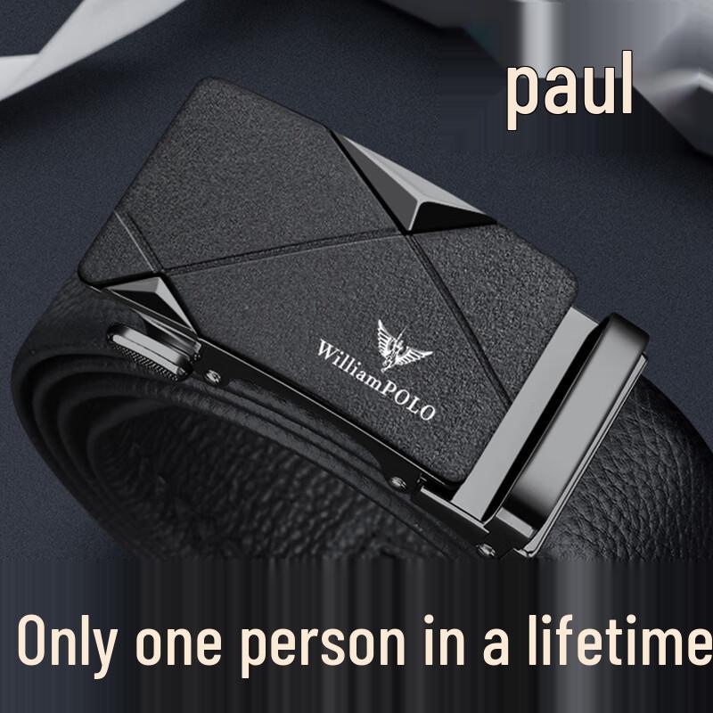 WILLIAMPOLO Men s Automatic Buckle First Layer Cowhide Leather Belt 130cm