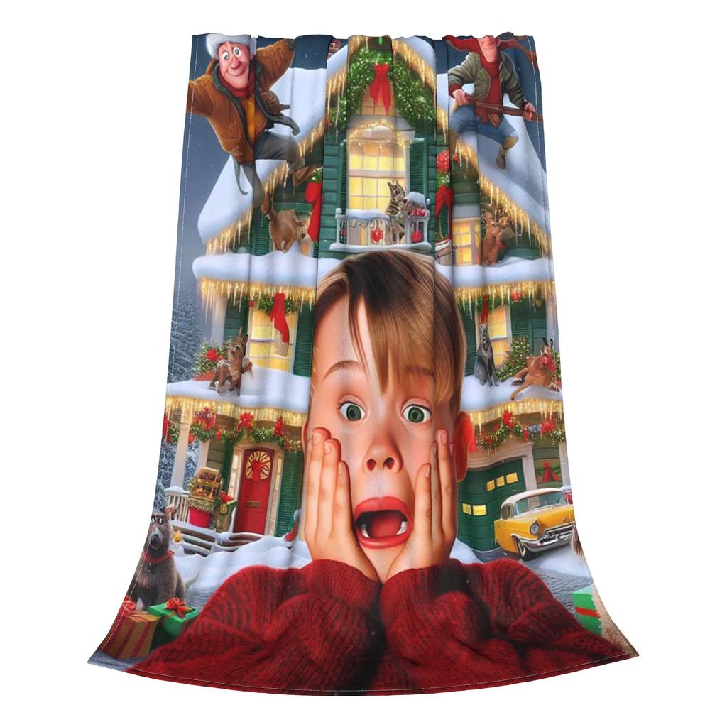 Flannel Throw Blanket Home - Comedy Film Home Alone Funny Warm Plush Blankets Soft Bedding for Bed Living Room Home Travel Couch