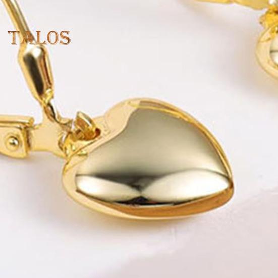 1 Pair Women Leverback Earrings Heart Pendant Polished Surface Solid Color Hanging Earrings for Dating Prom Parties Drop Earrings