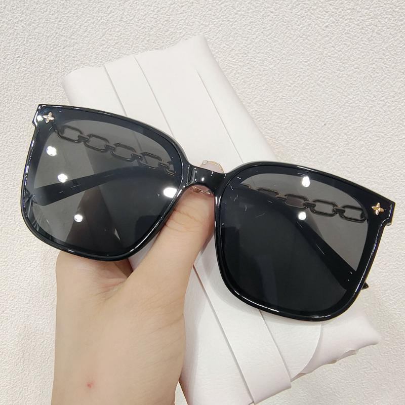 New Rectangle Sunglasses Women's Metal Chain Strip Mirror Leg Sun Glasses Women's Outdoor Driving Eyewear UV400