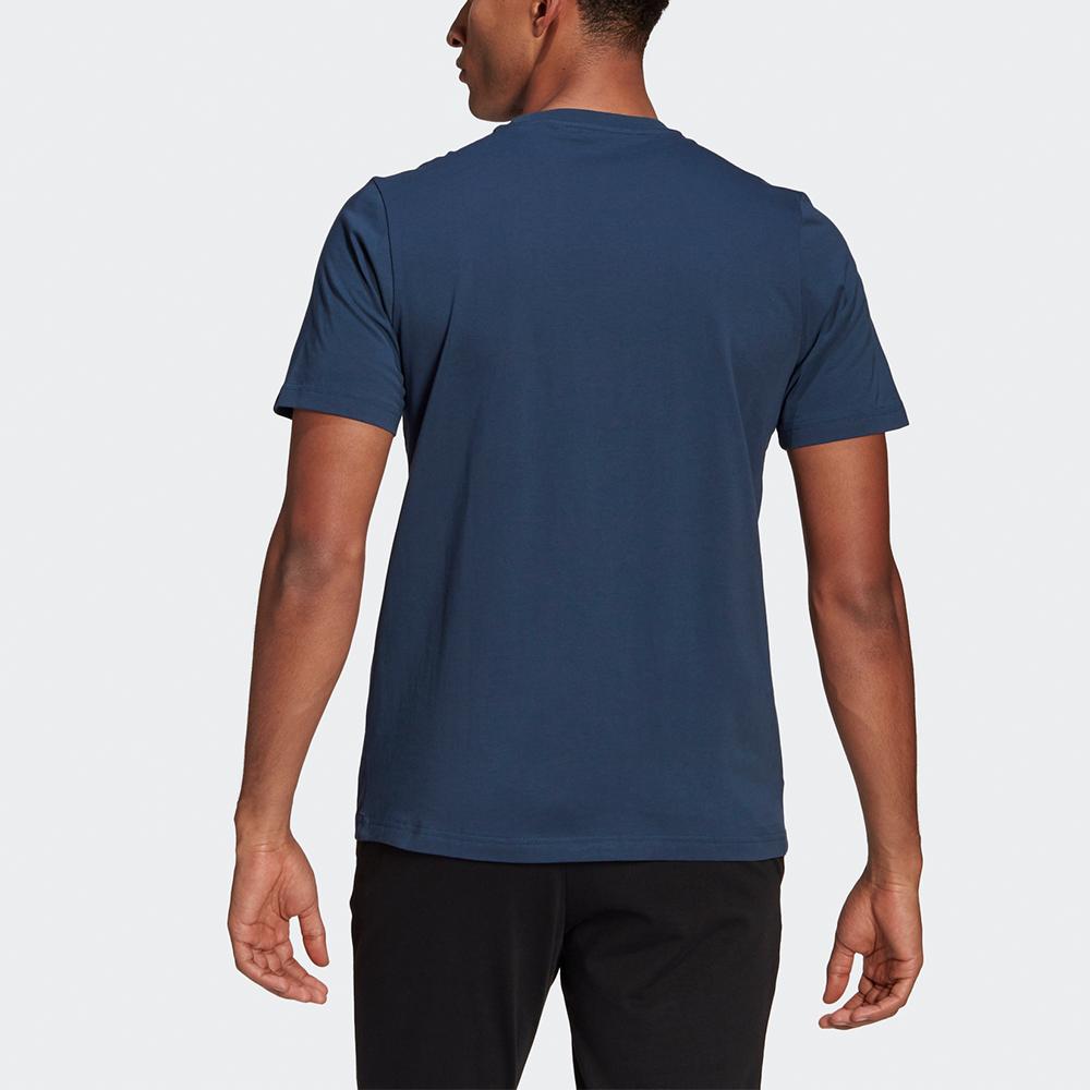 Adidas Leo Logo Print Sports Crew Neck T-Shirt Men Tops Navy-Blue GL2397
