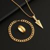 3pcs Set Arrow Jewelry Set Punk Hip Hop Chain Bracelet Ring Necklace for Women Men Cool Party Jewelry Gifts