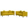 2 Piece Sofa Set with Cushions Yellow Velvet