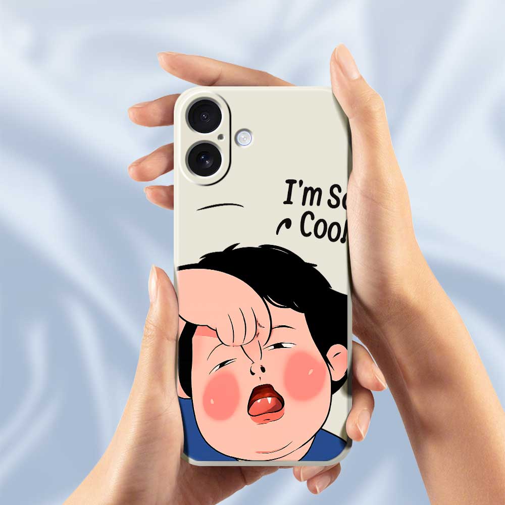 For iPhone 17 Case Make Faces Kid Pattern Printing Straight Edge TPU Phone Back Cover